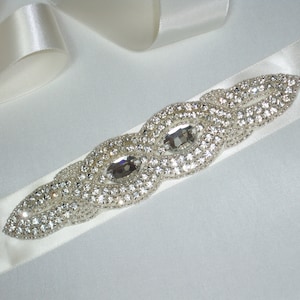 Ivory rhinestone appliqued bridal belt sash, wedding dress belt, wedding dress sash, rhinestone belt, crystal belt, bridesmaid belt, party