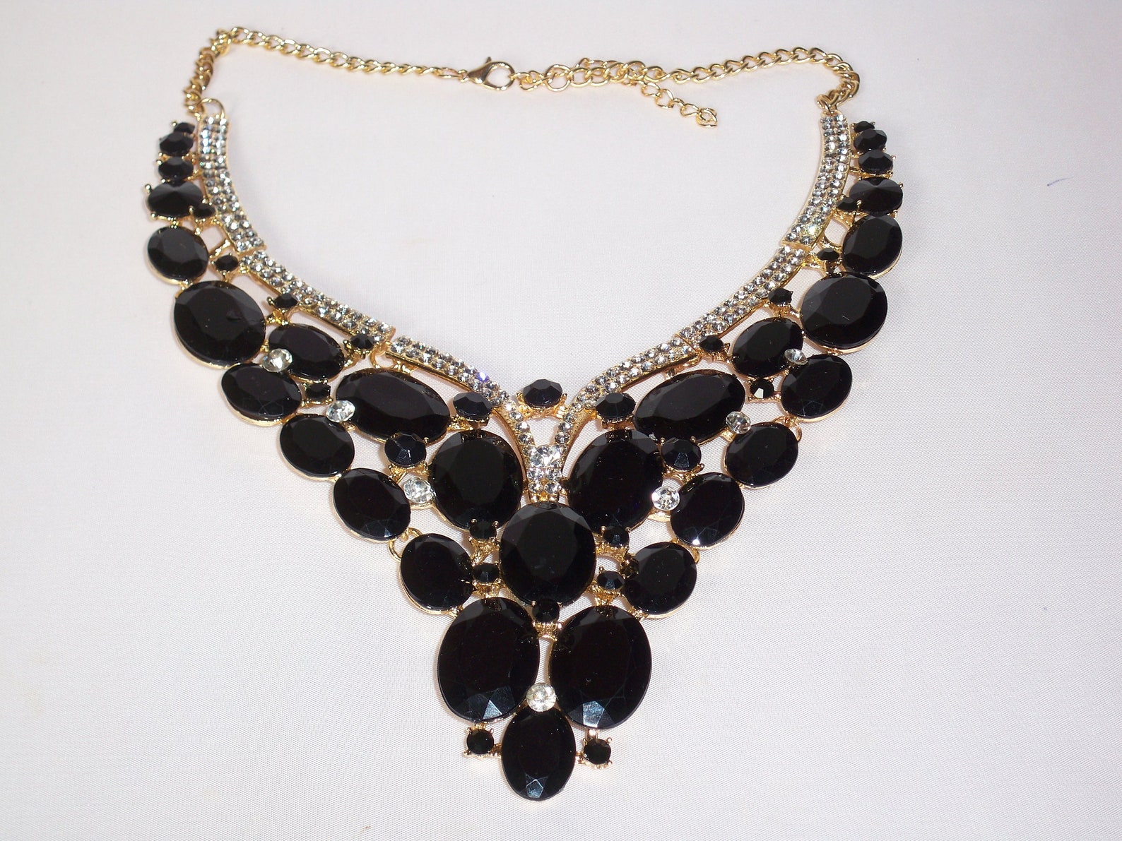 Black Rhinestone Necklace Set Statement Necklace Bridal Etsy
