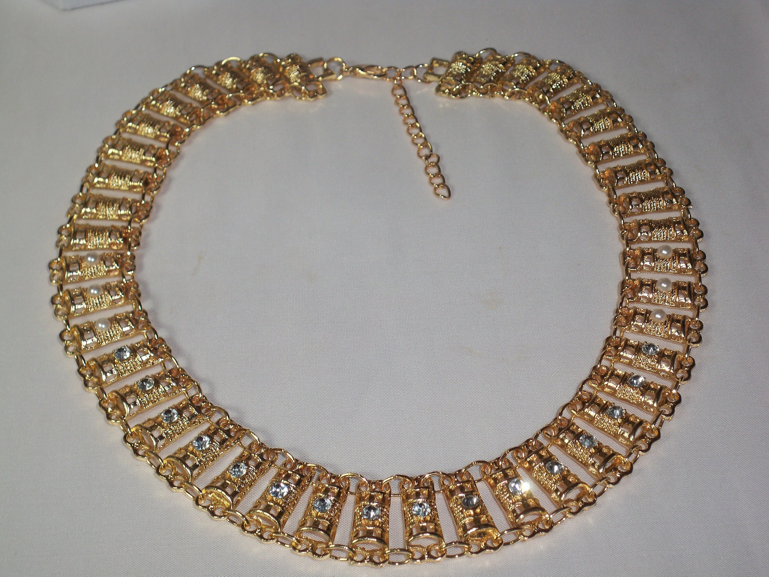 Gold rhinestone necklace set prom necklace pageant Etsy