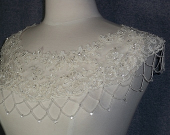 Capa bolero con cuentas para vestido de novia, capa de novia, bolero de novia, adorno para vestido de novia, capa con cuentas para chaqueta, collar para cubrir el hombro