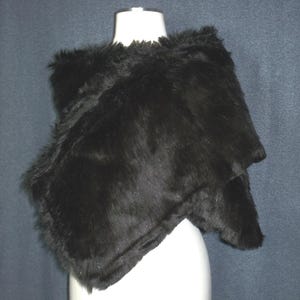 Black Faux Fur Bridal Wrap: Winter Wedding Stole, Soft Shawl (64x12 inches)