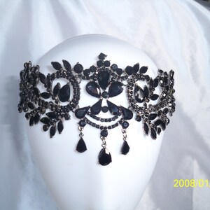 Black Rhinestone Flapper Great Gatsby Headband, Wedding Crystal Headband Headpiece, Bridal Headpiece,1920s Flapper headband Vintage art deco image 2
