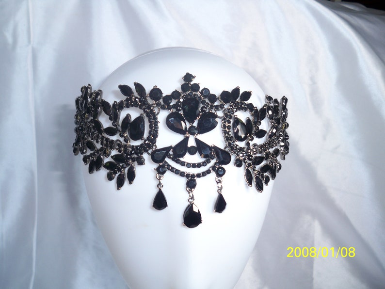 Black Rhinestone Flapper Great Gatsby Headband, Wedding Crystal Headband Headpiece, Bridal Headpiece,1920s Flapper headband Vintage art deco image 2