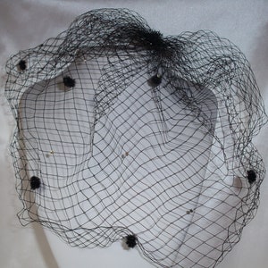 Black birdcage veil, short black veil, crystal veil, netting veil, mourning veil, goth gothic veil, costume Halloween veil,Burlesque