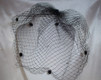 Black Birdcage Veil with Crystals, Gothic Wedding Veil