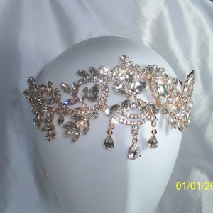 Rose gold Rhinestone  Flapper Gatsby Headband, Wedding Crystal Headband Headpiece,Bridal Headpiece,1920s Flapper headband Vintage art deco