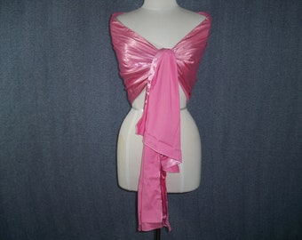 Pink Satin Shawl: Dusty Rose Evening Wrap, Bridal Stole