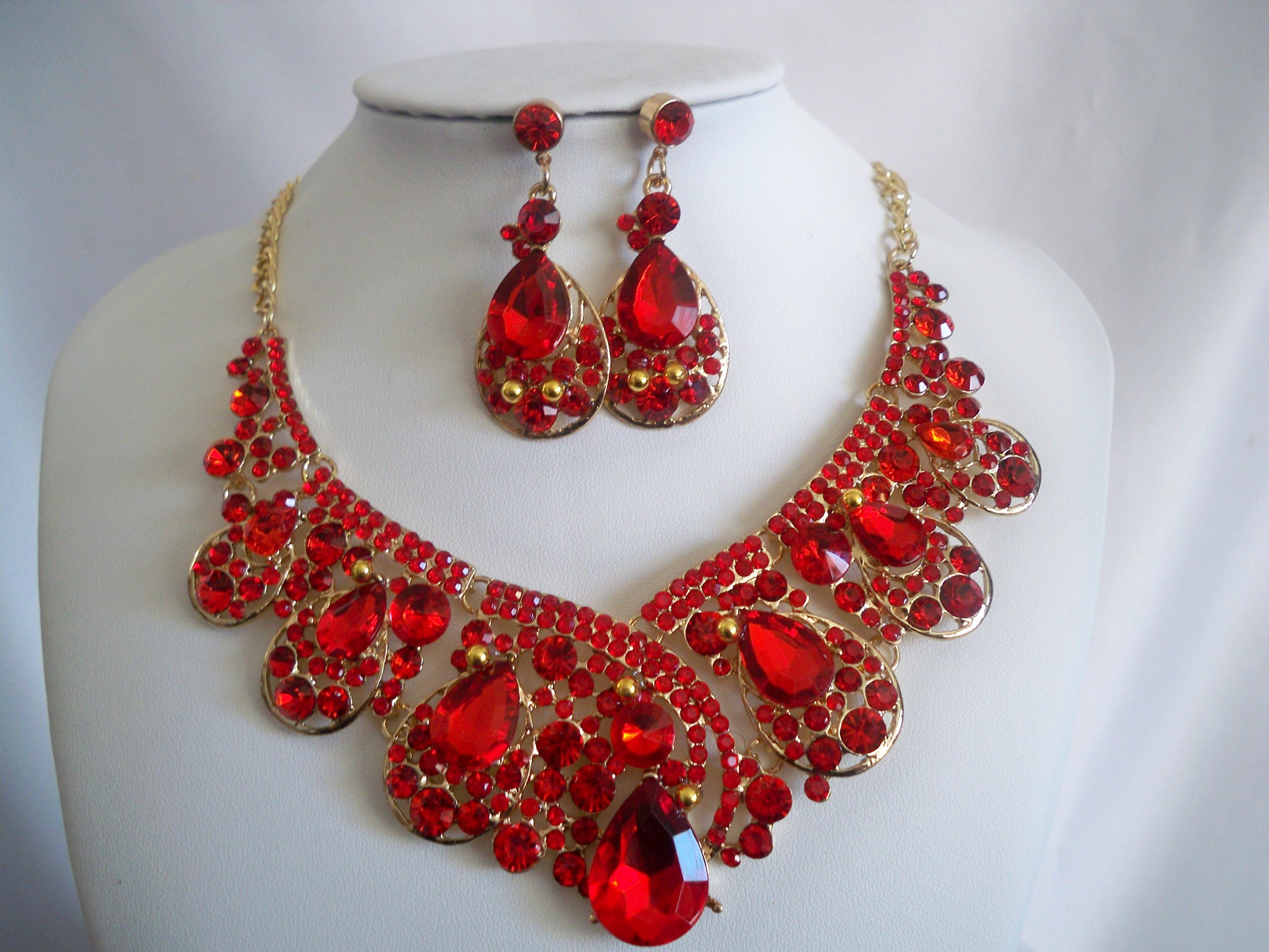 Red Formal Jewelry - Etsy Red Formal Jewelry - Etsy