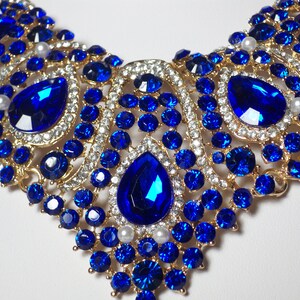 Blue Rhinestone Necklace Set: Bridal Ballroom Jewelry image 3