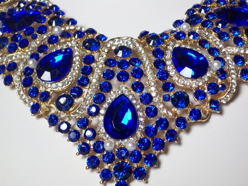 Blue Rhinestone Necklace Set: Bridal Ballroom Jewelry image 3