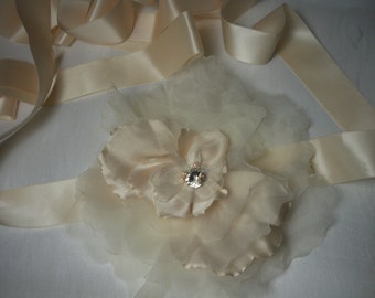 8" flower garden bridal belt sash, wedding dress belt, wedding dress sash, bridal dress belt, bridal, flower belt, party belt, formal dress