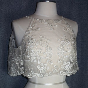 Wedding Bridal Beaded Lace Bolero Shrug Jacket Topper Bridal Cover Up ,Lace Cover Up, Wedding Cape, Shoulder Cover up, Bridal Bolero Jacket