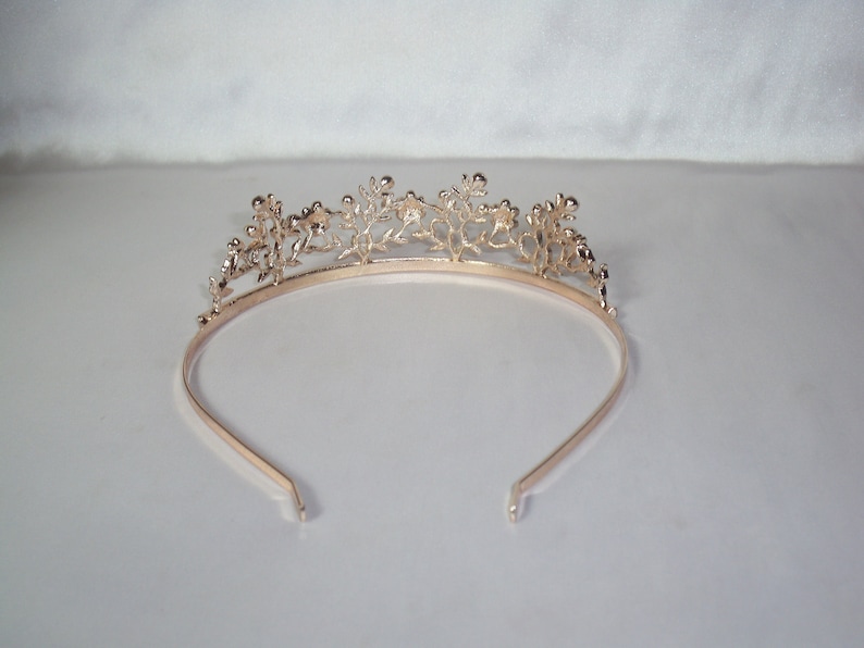Wedding Crown Bridal Crown Rhinestone Tiara Pale Rose Gold Floral Tiara\uff0cBotanical Bridal Tiara Bridal Wedding Headpiece tiara crown