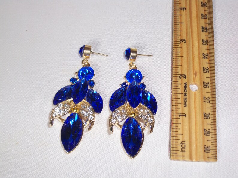 wedding necklace pageant necklace Blue rhinestone statement necklace set drag queen necklace Quenceanera prom necklace bridal necklace