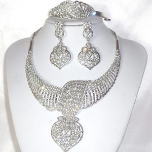 Rhinestone Pearl Bridal Necklace Set: Wedding Jewelry 画像 1