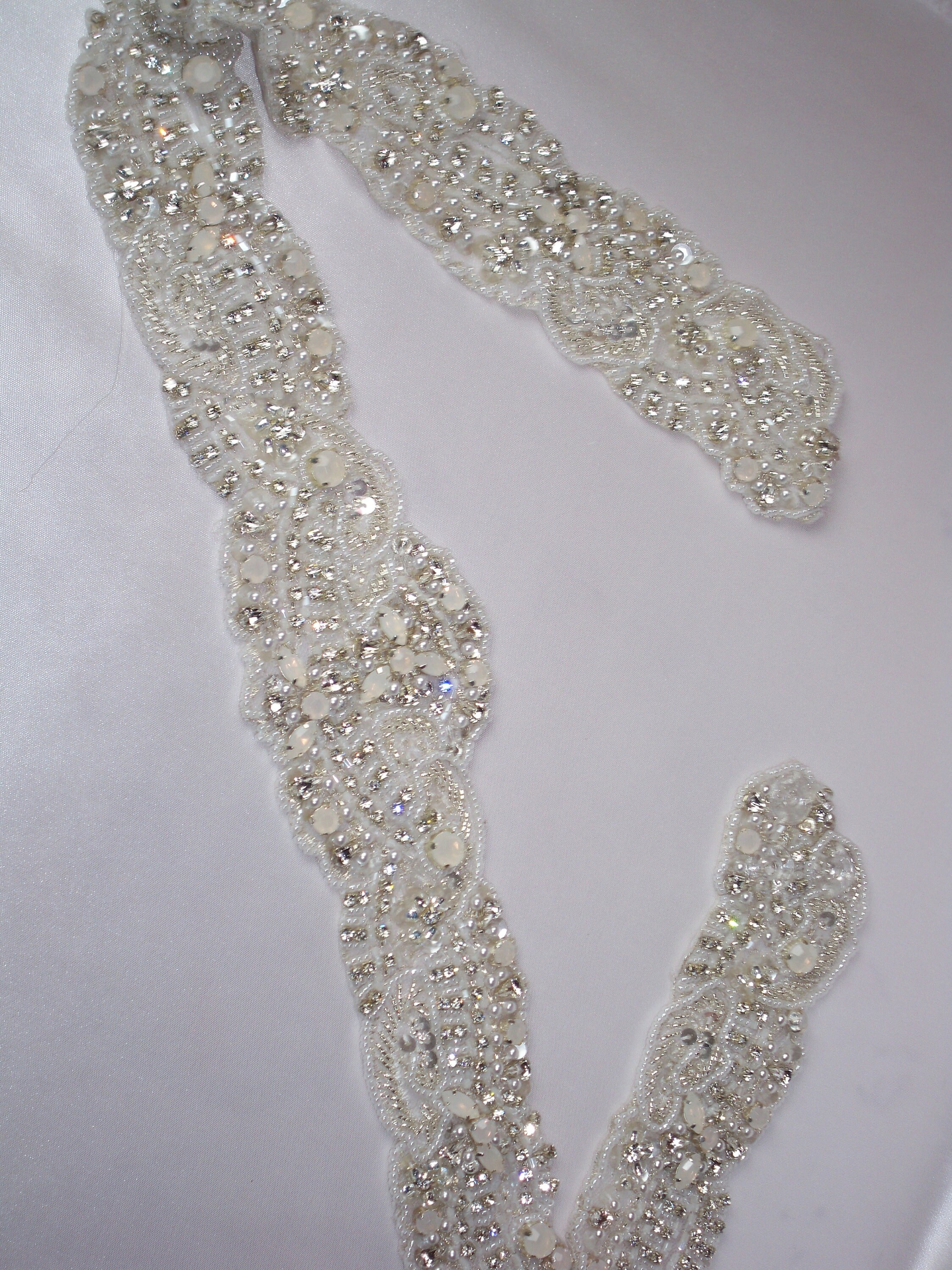 Opalescent Rhinestone Bridal Belt: Ivory Beaded Wedding Sash 