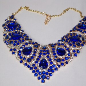 Blue Rhinestone Necklace Set: Bridal Ballroom Jewelry image 5