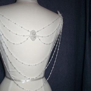 Pearl Crystal Bridal Back Necklace: Wedding Drape Jewelry