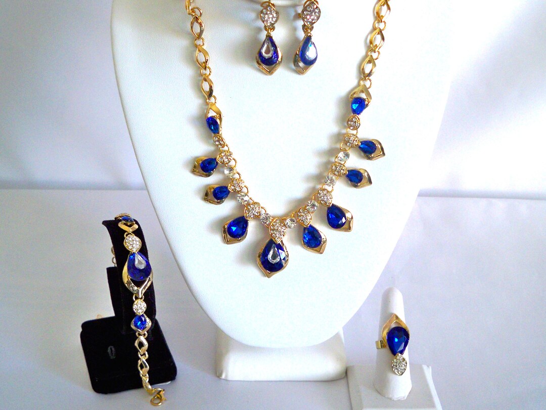 Jewelry For Royal Blue Dress GULICX AAA Cubic Zirconia CZ Women's Party  Jewelry Set Fashion Earrings