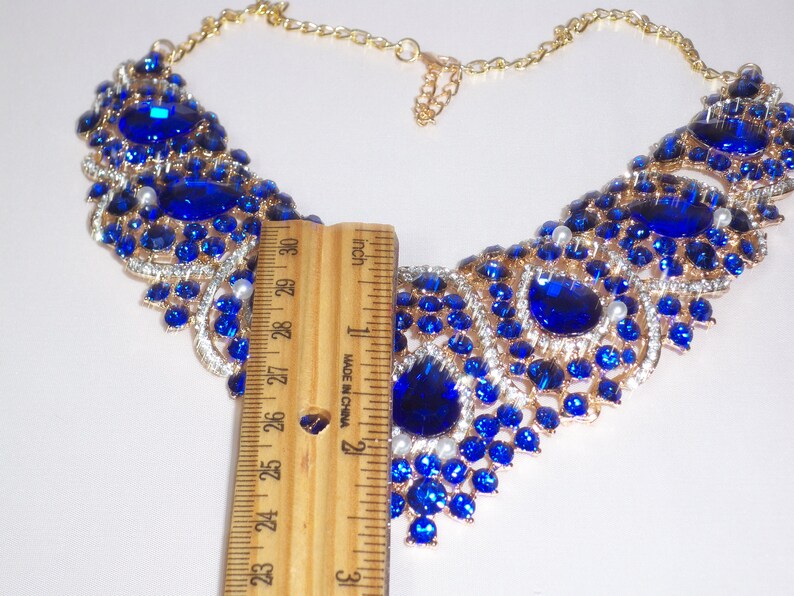 Blue Rhinestone Necklace Set: Bridal Ballroom Jewelry image 6