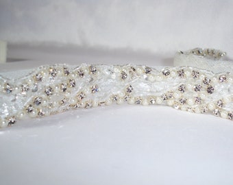 Horse hair bridal belt, rhinestone crystal pearl belt sash, wedding dress  belt sash, pearl rhinestone belt, bridal belt sash, white bridal