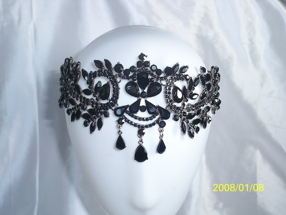Black Rhinestone Flapper Great Gatsby Headband, Wedding Crystal Headband Headpiece, Bridal Headpiece,1920s Flapper headband Vintage art deco
