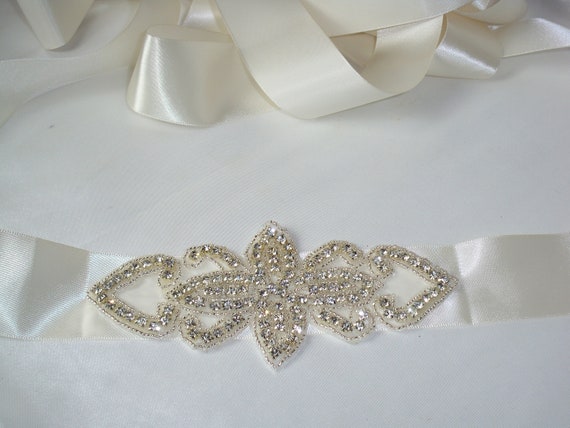 Rhinestone Bridal Sash: White Wedding Dress Belt, Formal  display picture 2