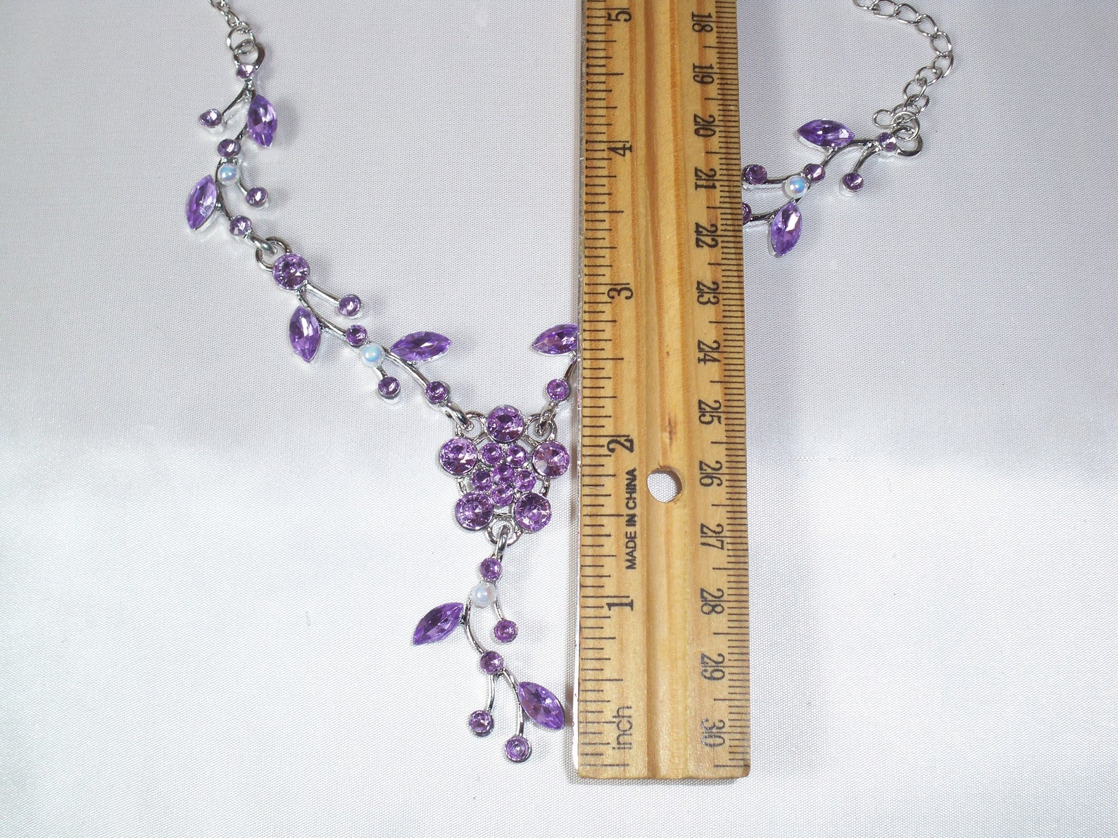 Purple Rhinestone Necklace Jewelry Set Prom Quenceanera - Etsy