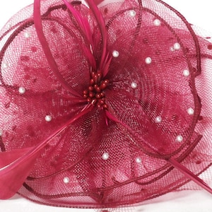 Red Fascinator,English hat fascinator headband, mesh hat fascinator, Kentucky Derby fascinator, fascinator clip, fascinator headpiece, hat