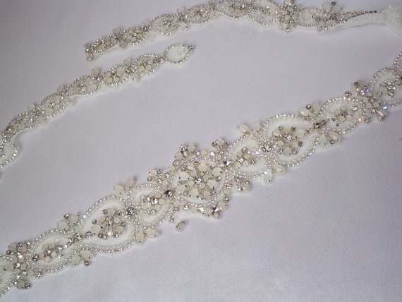 Opalescent Beaded Bridal Belt: Rhinestone Wedding Sash - Etsy