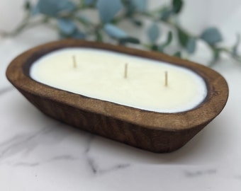 Dough Bowl Candle/3 Wick Wood Bowl/Soy Candle/Bread Bowl Candle/Scented Candle/Handpoured/Farmhouse Decor/Rustic/Unique Candle/Pet Safe