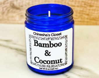 Bamboo & Coconut, Soy Candle, Aromatherapy Candles, Wood Wick Candles, Homemade Candles, Unique Candles, Jar Candles