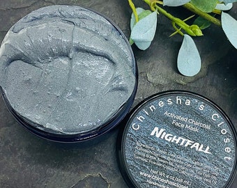 4 oz Activated Charcoal Face Mask, Kaolin Clay, Bentonite Clay, Tea Tree Oil, Dead Sea Clay