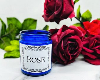 Rose Candle, Soy Homemade Candles, Wood Wick Candles, Floral Candle, Pet Safe Candles, Personalized Candles, Unique Candles, Jar Candle