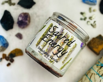 Sacred Energy, Soy Candle, Dried Flower Candle,Ritual Candles, Intention Candles, Crystal Candles, Chakra Candles, Prayer Candles