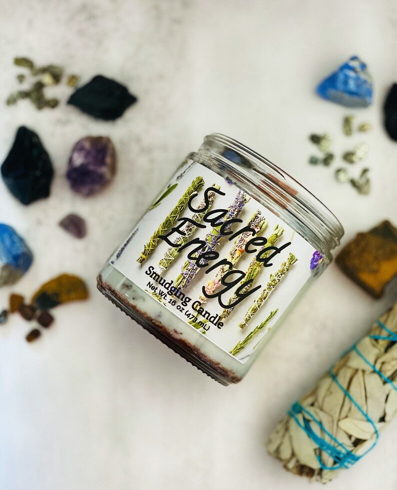 Sacred Energy, Soy Candle, Dried Flower Candle,Ritual Candles, Intention Candles, Crystal Candles, Chakra Candles, Prayer Candles 