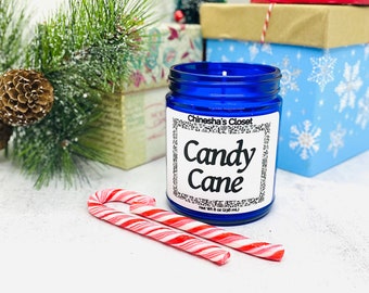 Candy Cane Soy Candle, Book Candles, Homemade Candles, Christmas Candles, Holiday Candles, Wood Wick Candles, Custom Gifts, Christmas Decor