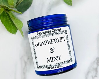 Grapefruit & Mint, Soy Candles, Jar Candles, Wood Wick Candles, Homemade Candles, Pet Safe Candles, Unique Candles, Summer Candles