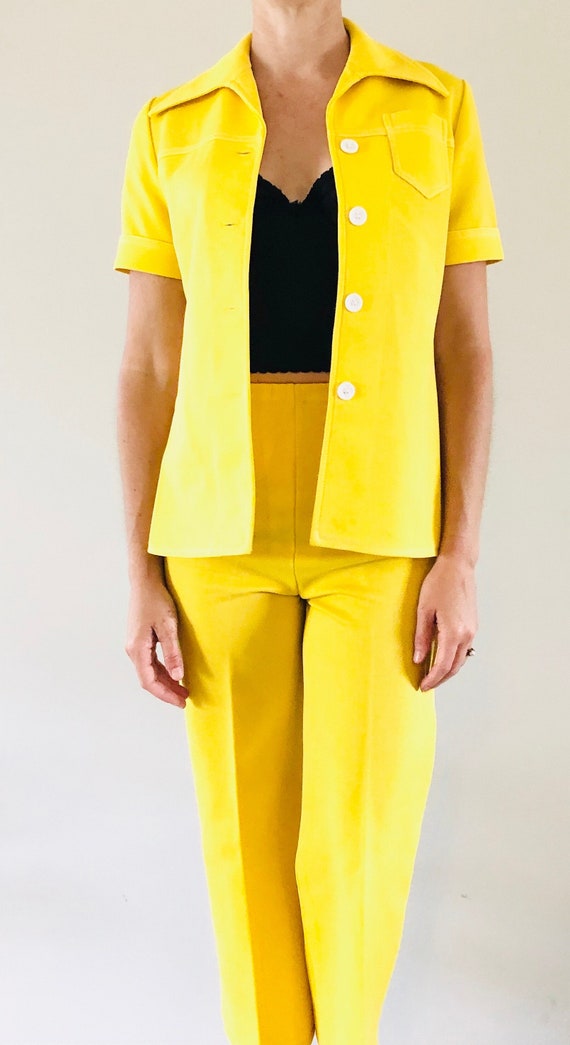 Vintage 1970's Bright Yellow Leisure Suit. Persona