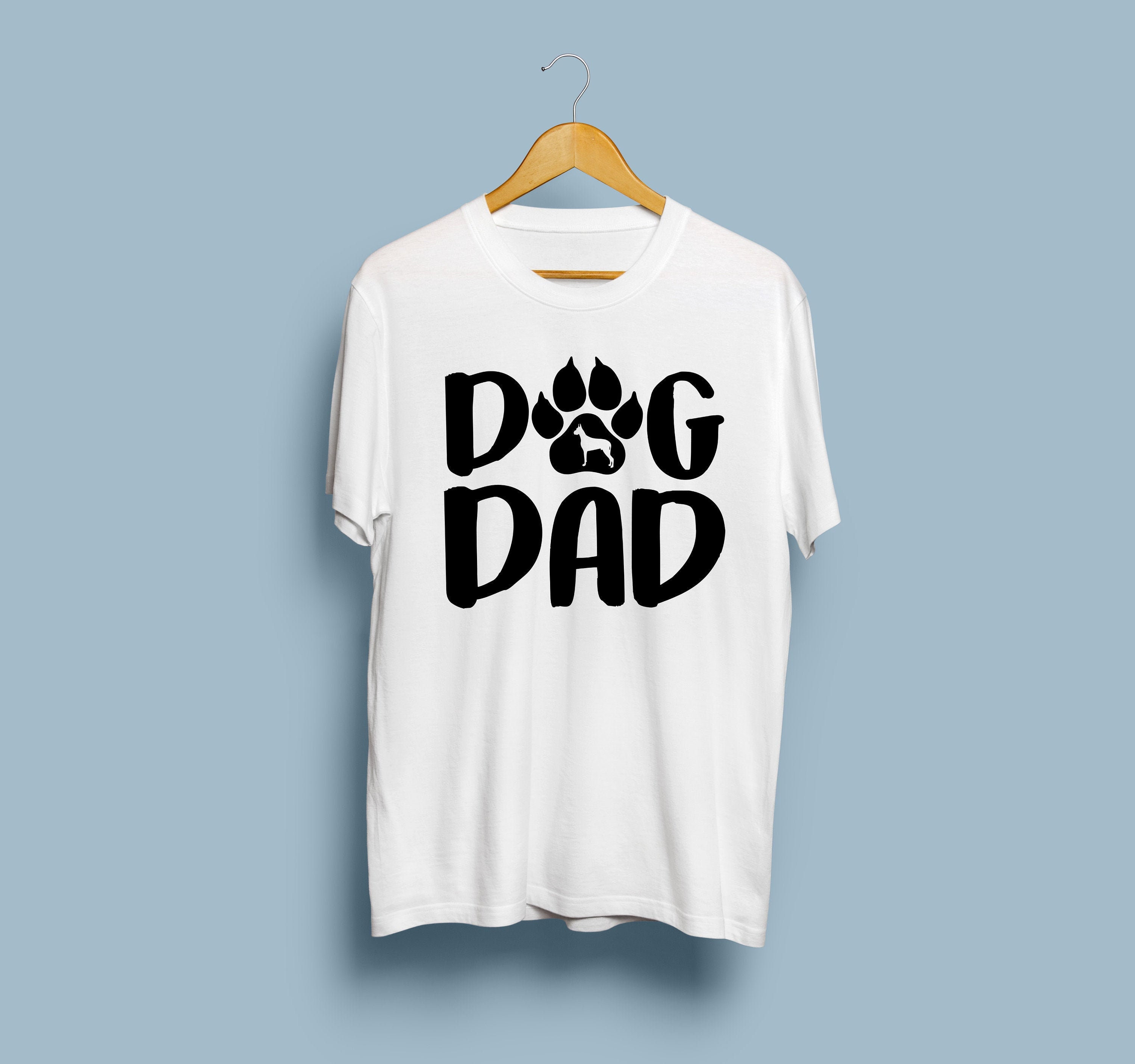 Image of Dog Dad Shirt Gifts New Gift Pet Present For Husband Paw Print Fathers Day Tumblr Clothing T-Shirt Tu1175