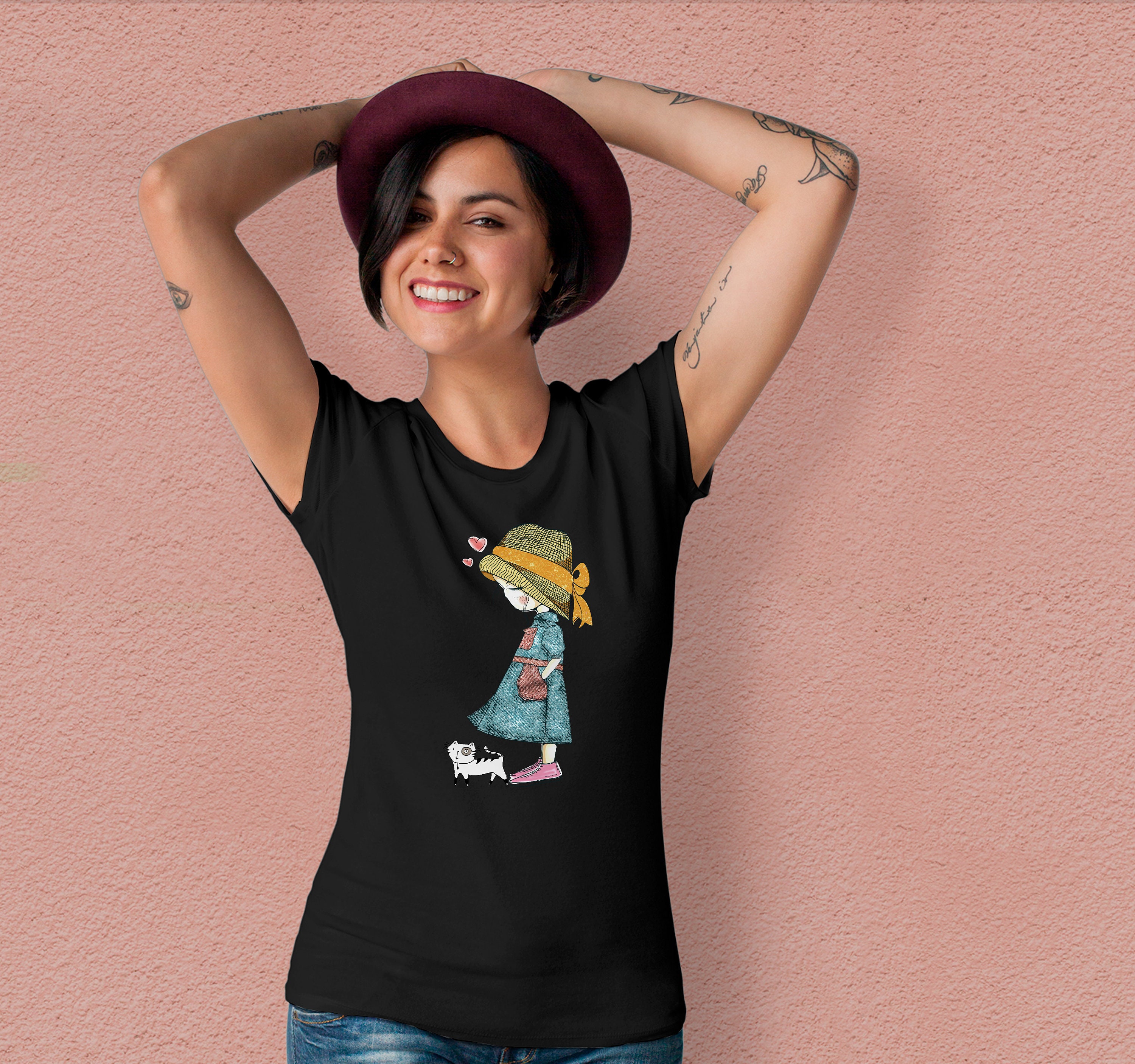 Image of Cute Girl Shirt Graphic Tee Cat Lover Gift Once More With Love Aesthetic Clothing Kawaii Kitten The Weeknd Tu1146