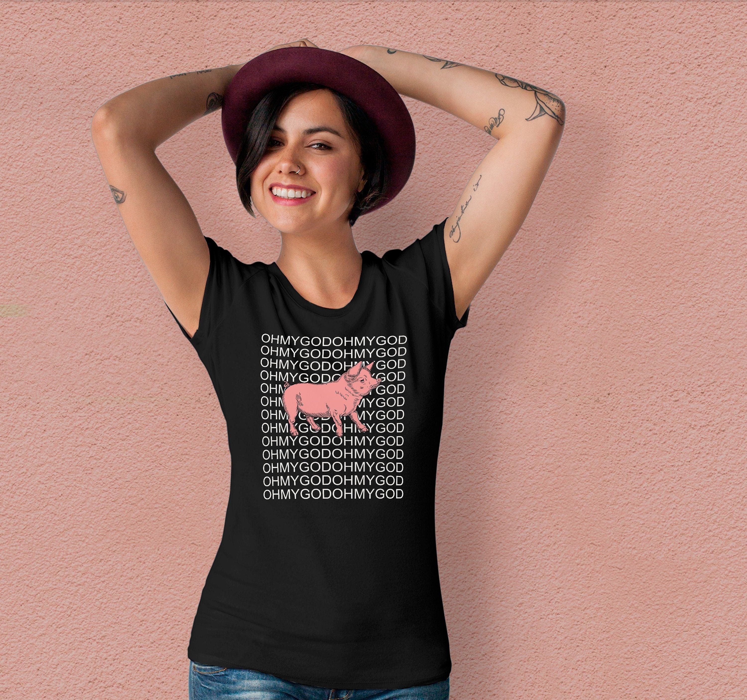 Image of Oh My God Pig Shirt Shane Dawson Tshirt Omg Gifts Tumblr Svg Funny Tshirts Street Wear New Husband Gift Graphic Tee Tu1009