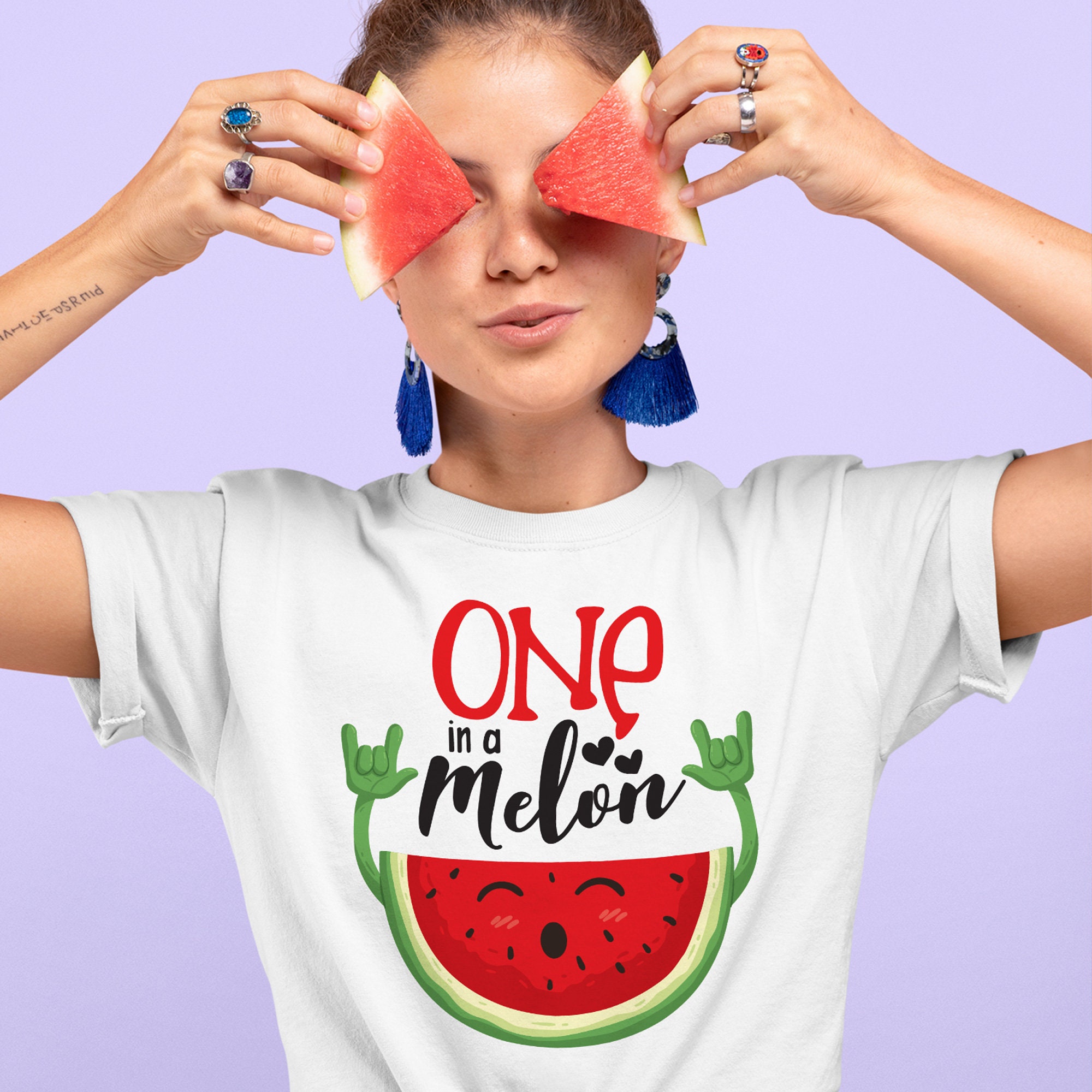 Image of One in A Melon Cute Unisex T-Shirt Motivated Shirt For Women Watermelon Design On Tshirt Brand Outwear Clothes Vacation & Chill Tu1358