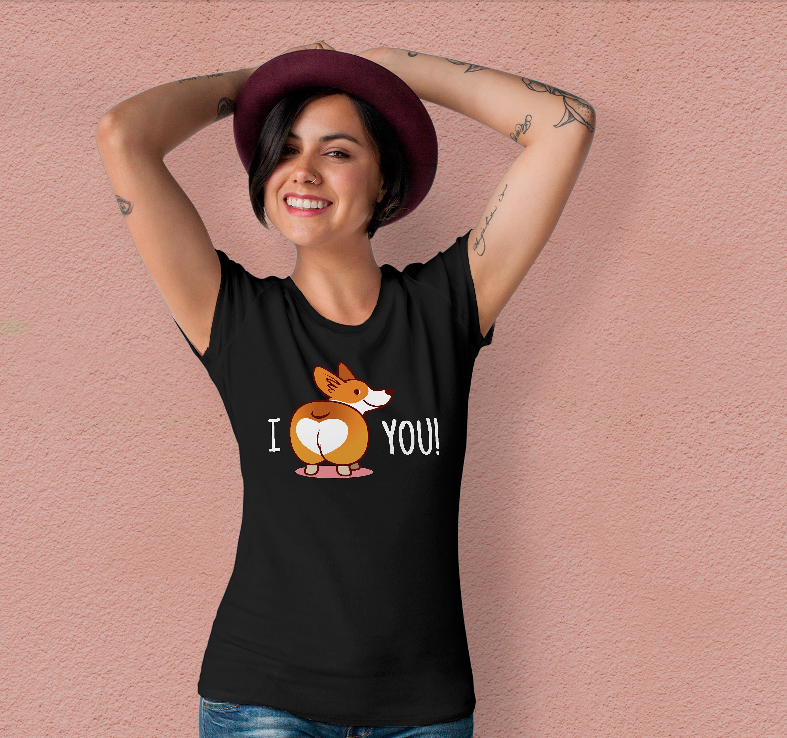 Image of Corgi Shirt I Love You Butt Dog Lover Cute Animal Tumblr Funny Tshirt Graphic Tee Print Aesthetic Tu1116