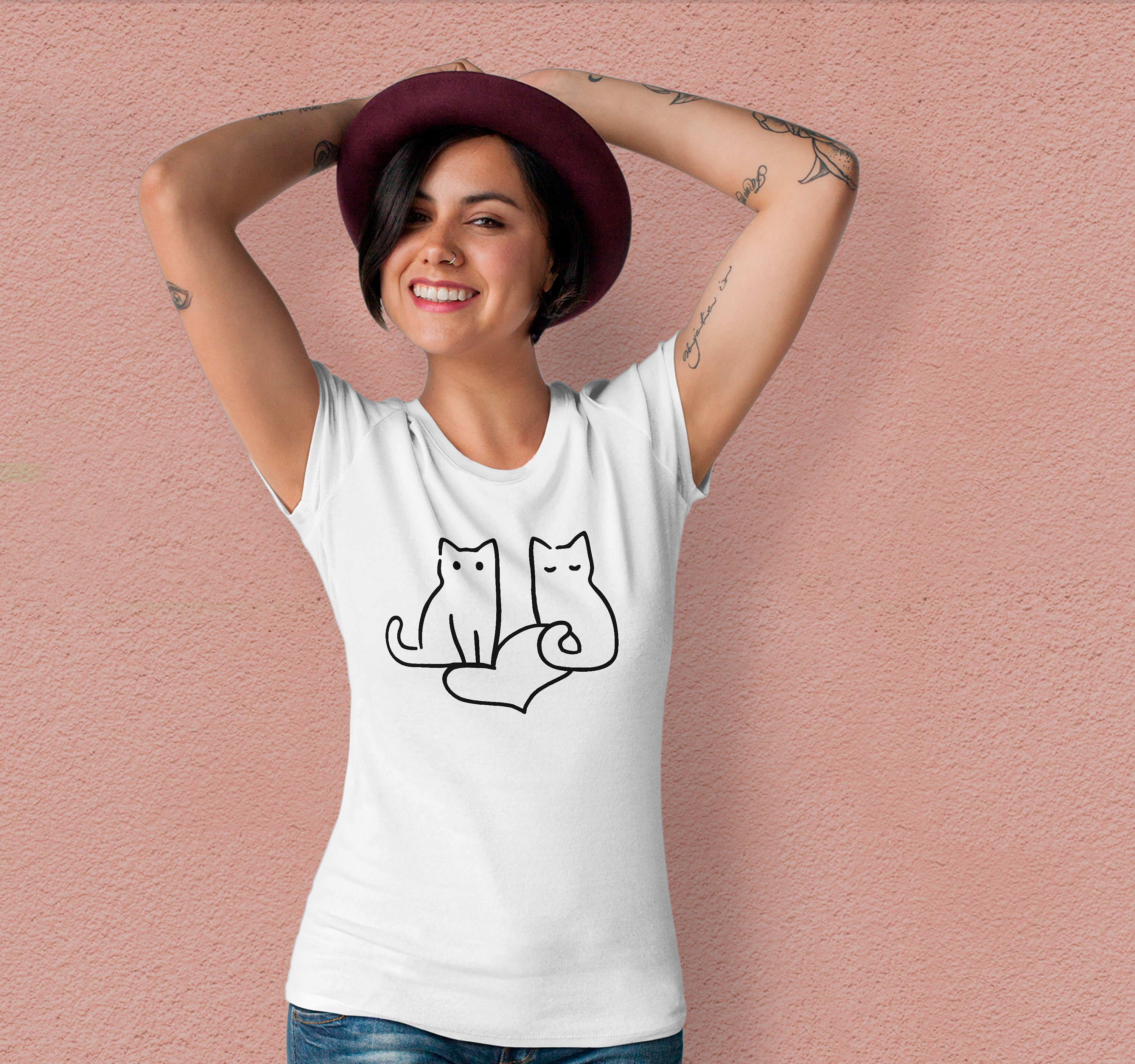 Image of Cat Lover T-Shirt Owner Gift Cute Animal Print Summer Trendy Outfit Aesthetic Clothing Kawaii Shirt Crazy Lady Kitten Tee Tu1330