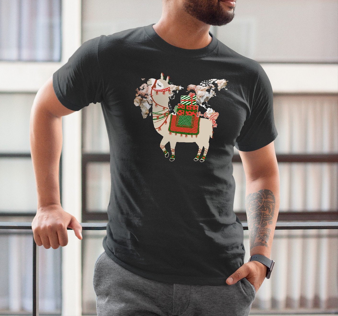 Image of Marble World Map Print Llama Tshirt Alpaca Mindfulness Gifts Aesthetic Hipster Clothing Animal Graphic Tee Wanderlust Shirt Tu1023