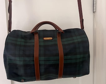 Vintage Black Watch Tartan Plaid Ralph Lauren Duffle