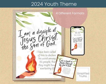 2024 Youth Theme Young Women LDS I am a Disciple of Christ FSY Bulletin Board
