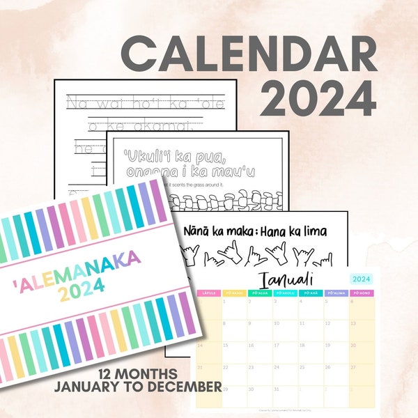 2024 Calendar in Hawaiian Language