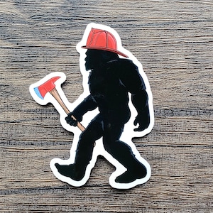 Bigfoot Firefighter Sticker: UV Resistant Vinyl Sasquatch Decal